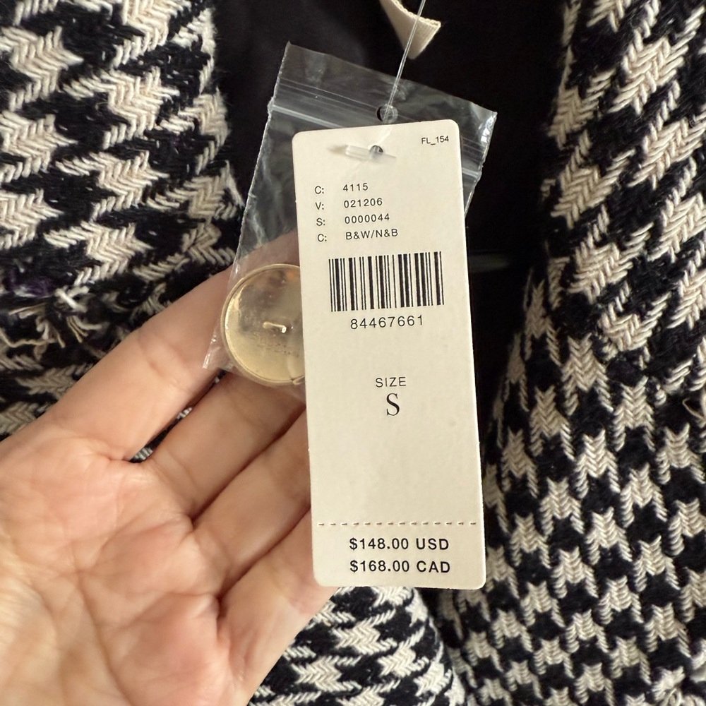 ANTHROPOLOGIE Dolan Black and White Houndstooth Blazer (NWT) - Picture 4 of 6
